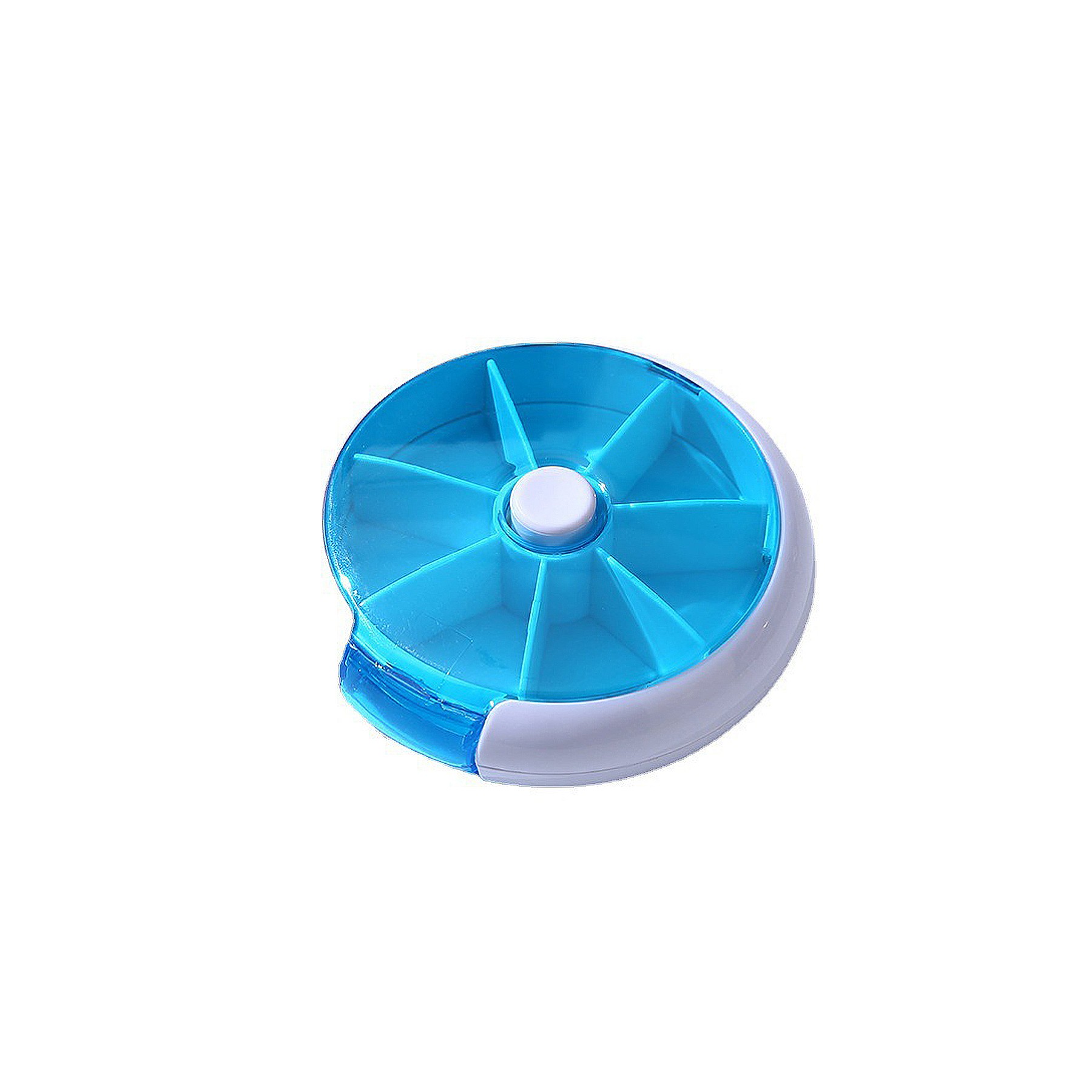 Convenient 7-grid Round Rotating Plastic Mini Pill Box 4