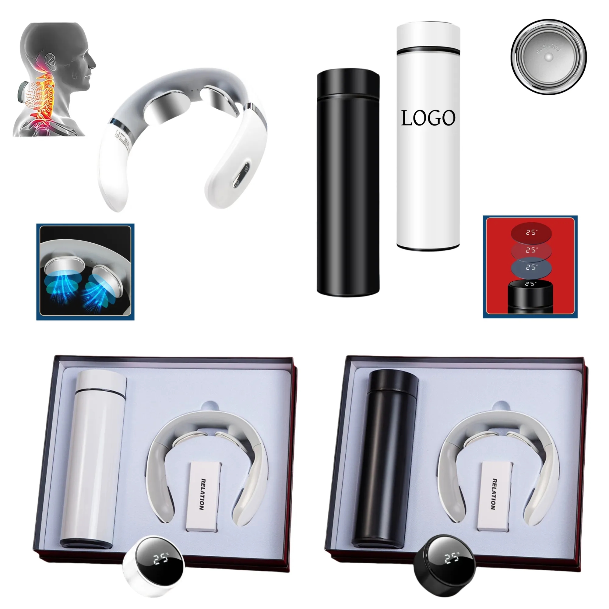 2Pcs Business Gift Set Tumbler With Massage Device 1