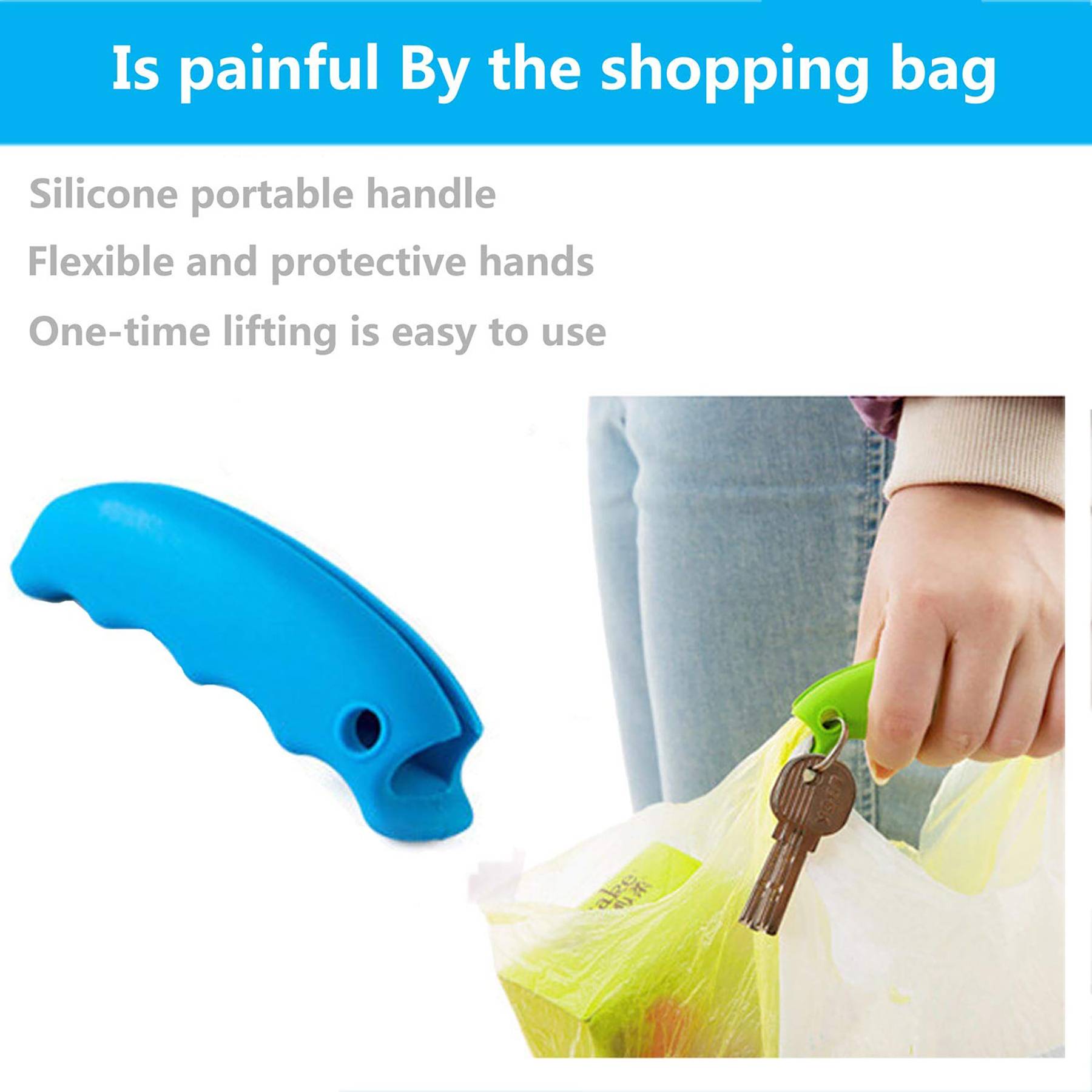 Silicone Handle Plastic Bag Holder Carrier For Shopping 5