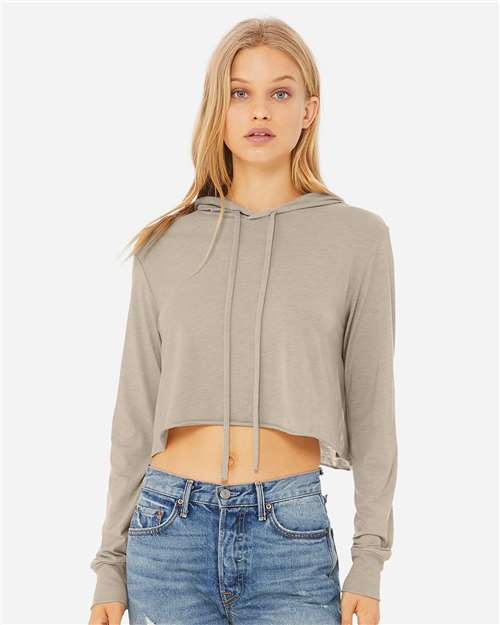 Women's Triblend Crop Long Sleeve Hoodie Tee - 8512 27