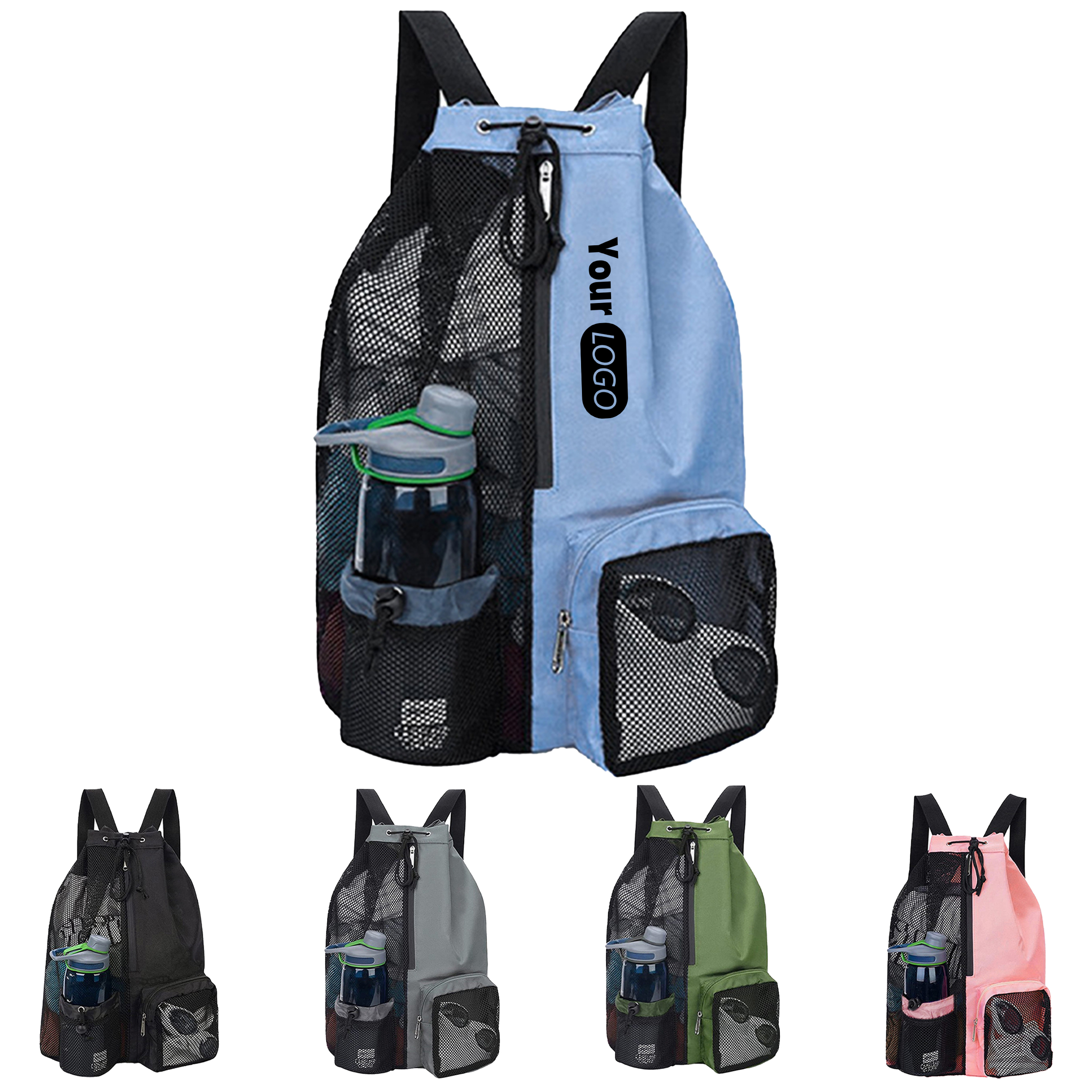 Nylon Outdoor Mesh Backpack With Bottle Holder 7