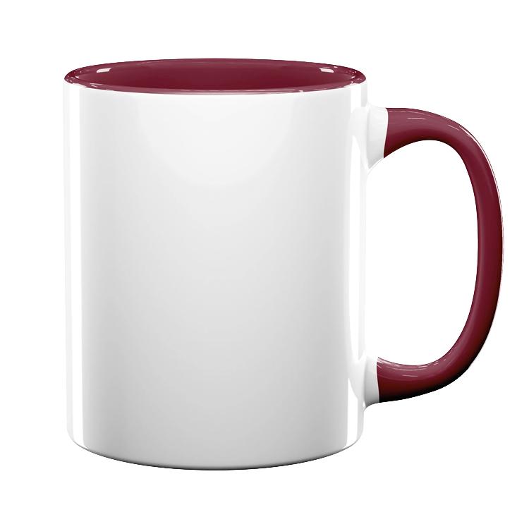 11oz Full Color Maroon Colored Handle Mug 2
