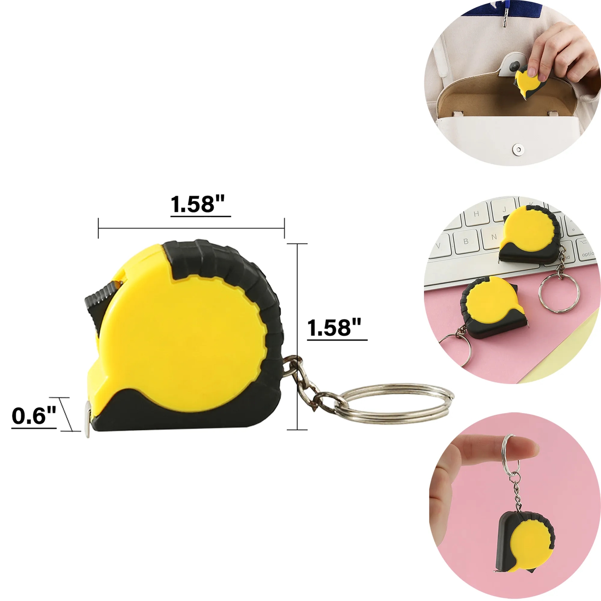 39in Portable Retractable Measure Tape Key Chain 2