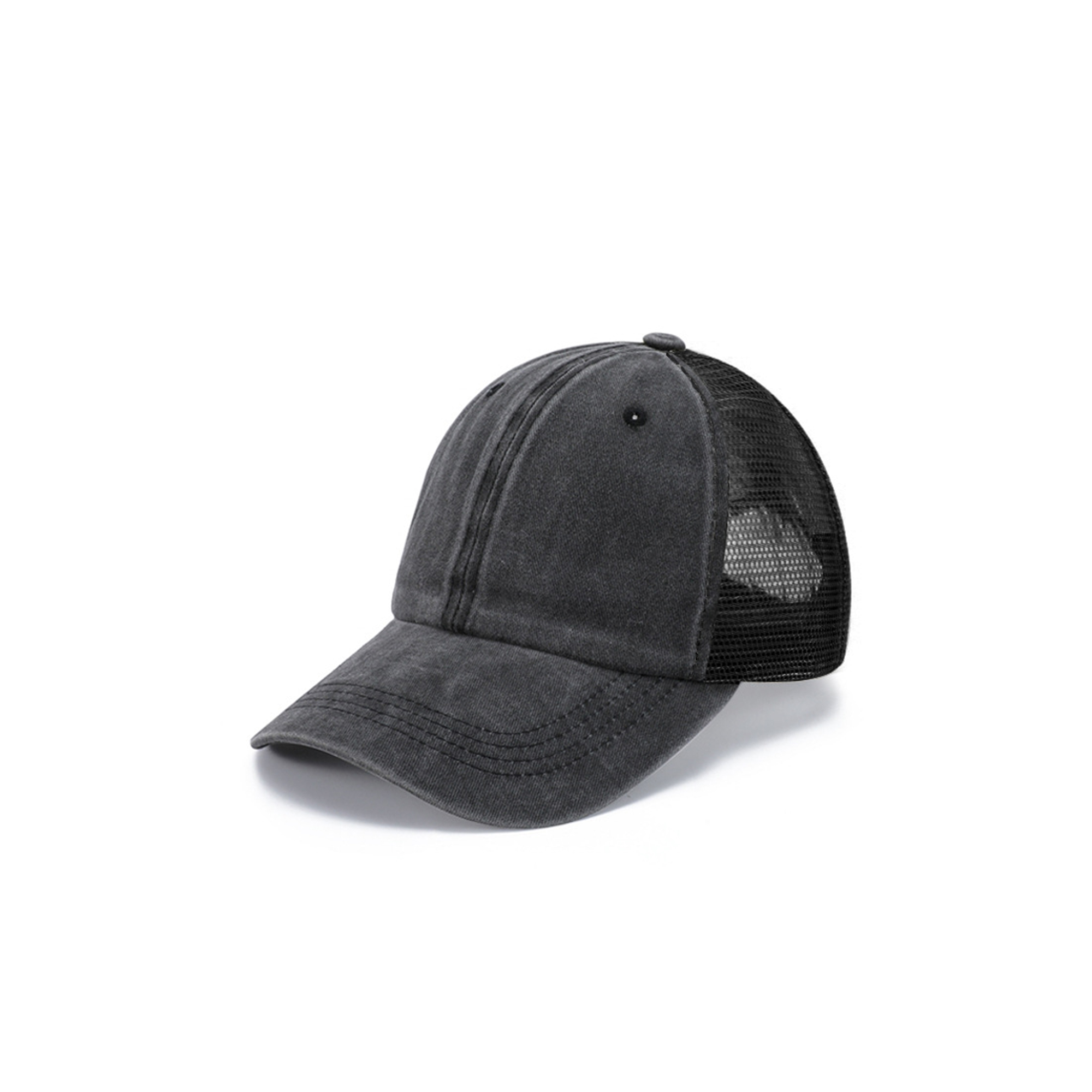 Washed Cotton Low Profile Baseball Cap With Mesh Back 11