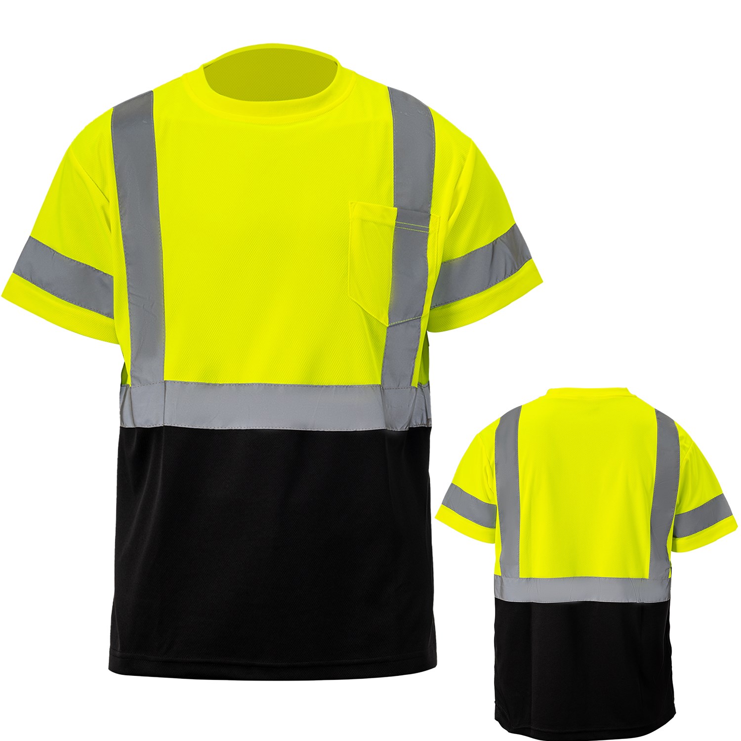 3.8 oz. Polyester Class 3 Color Block Reflective Tape Safety T-Shirt with Pocket 4