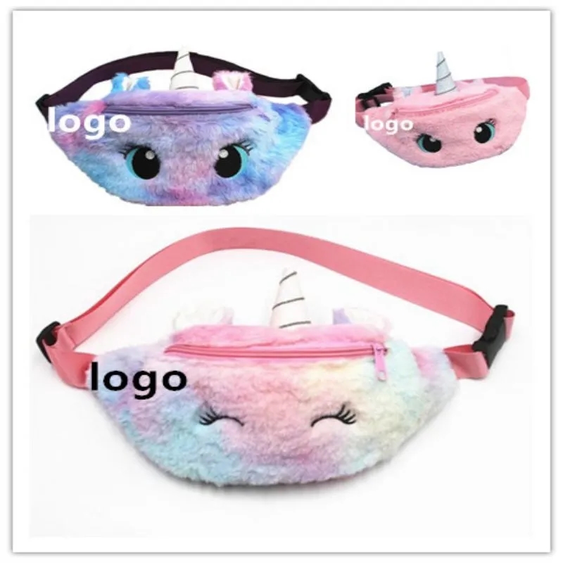 Girls Plush Pack Kids Unicorn Waist Cross Body Bag 1