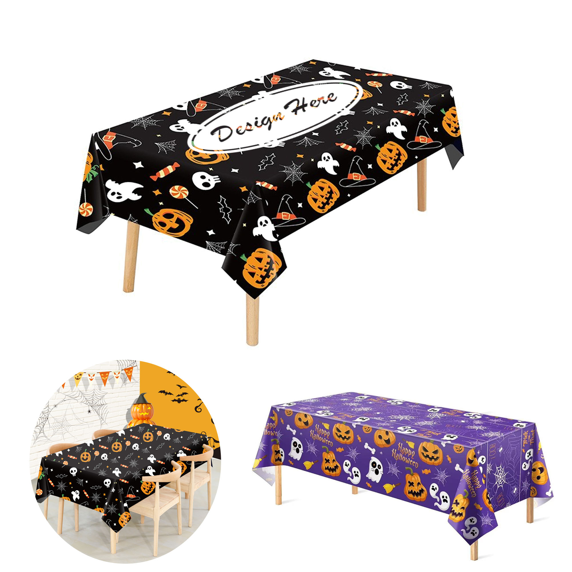 Festive Disposable Plastic Tablecloth for Halloween Parties 3