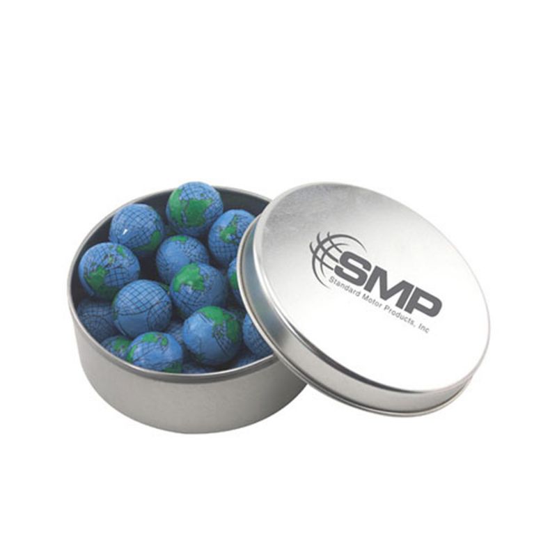 Round Tin with Chocolate Globes 1