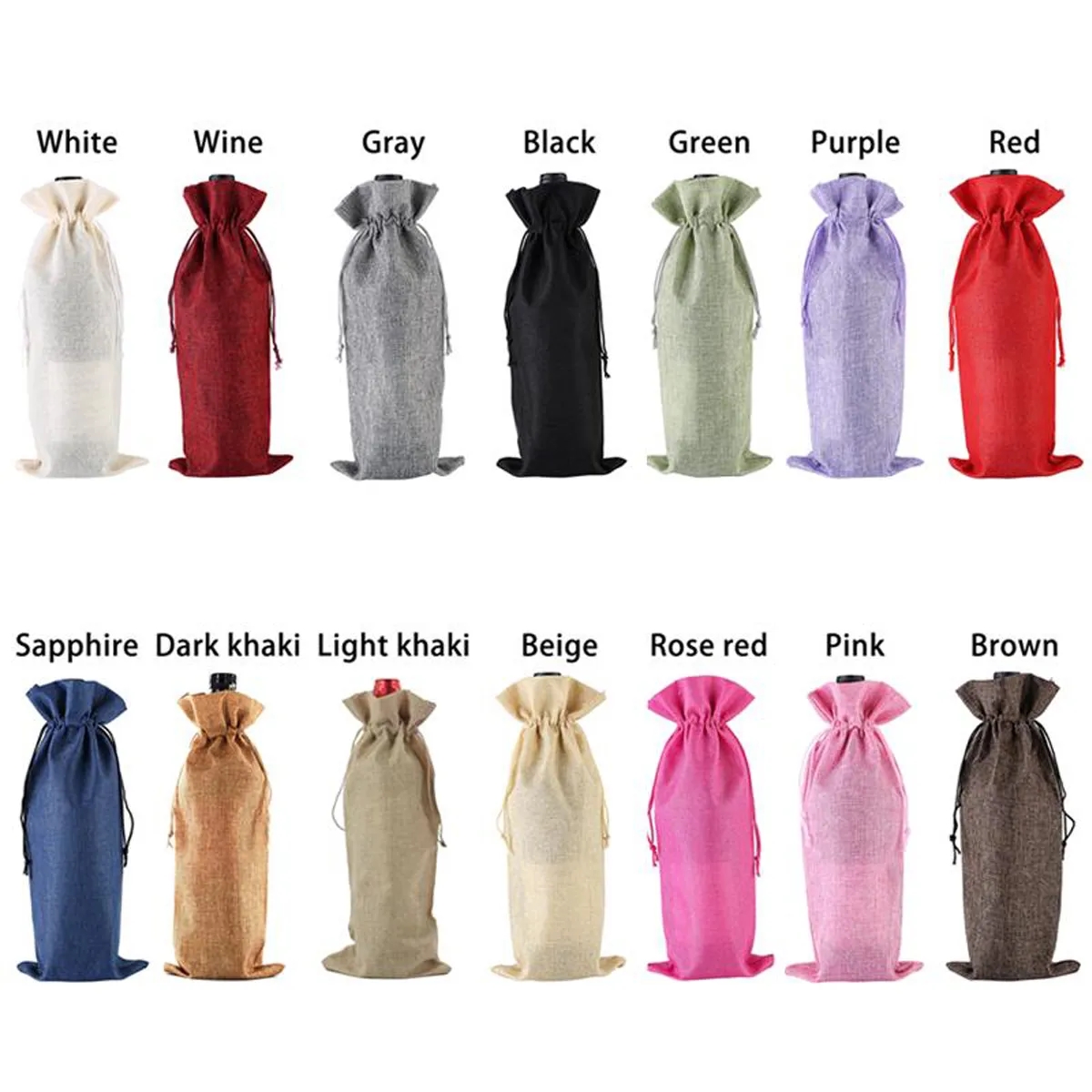 Drawstring Jute Wine Bag 6