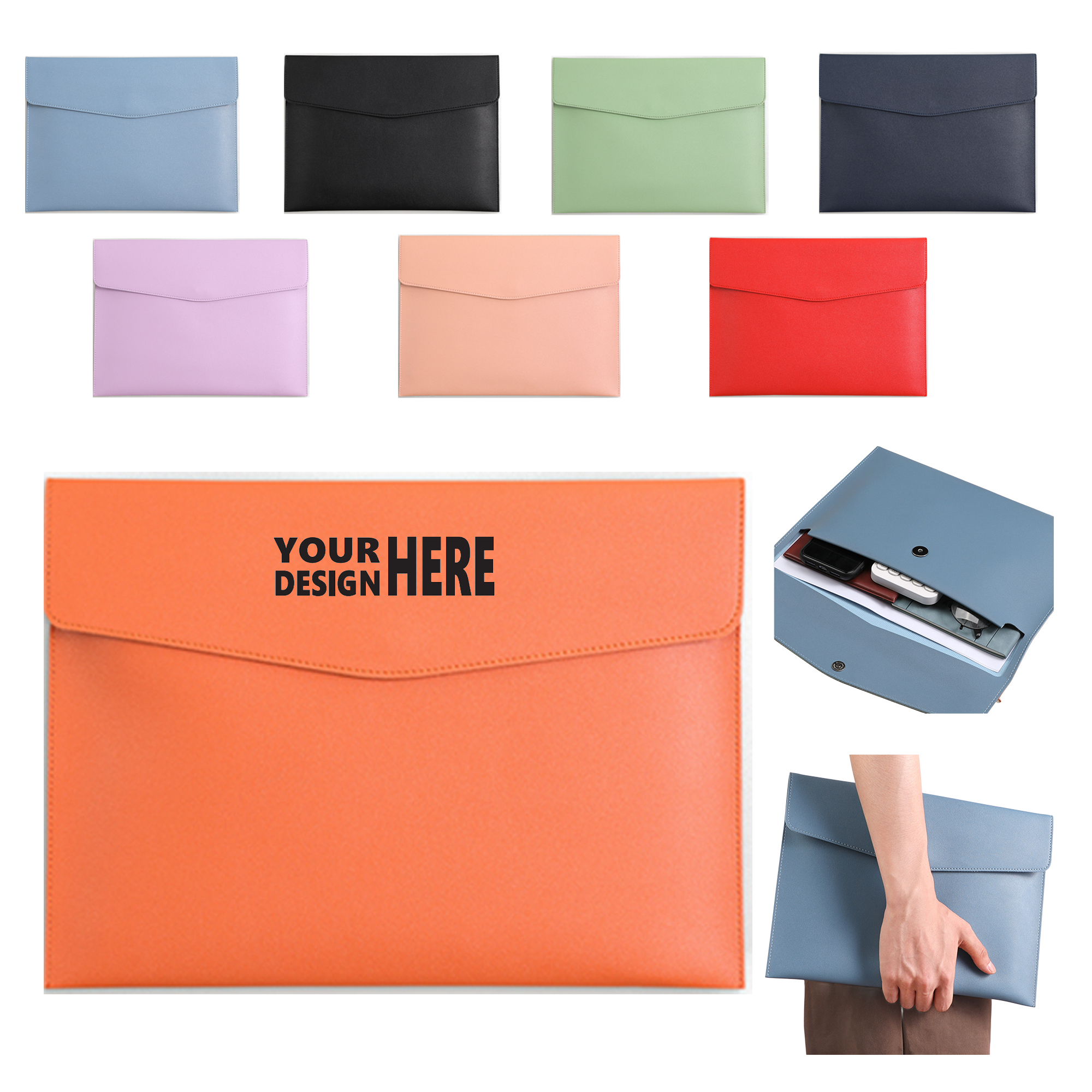 A4 PU Leather Magnetic Buckle File Pouch MOQ 50 2