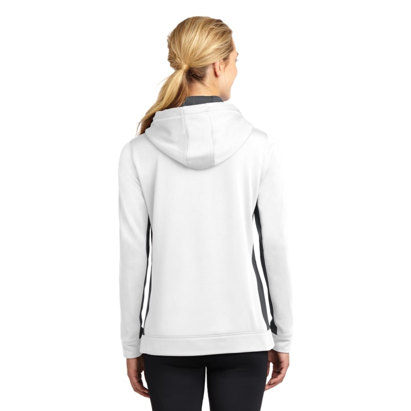 Sport-Tek Women's Sport-Wick Fleece Colorblock Hooded Pullover. 56