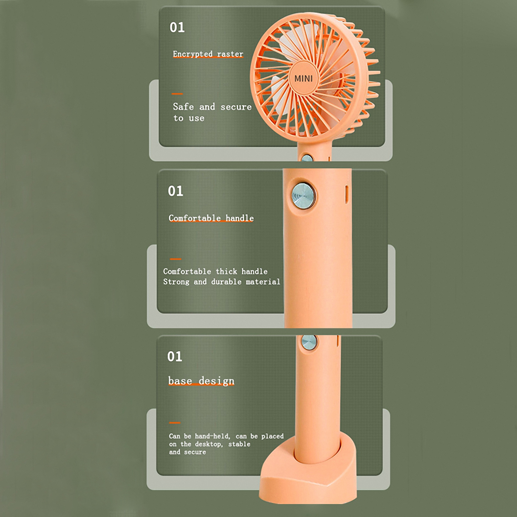 Portable Rechargeable Handheld Fan with Phone Holder 2