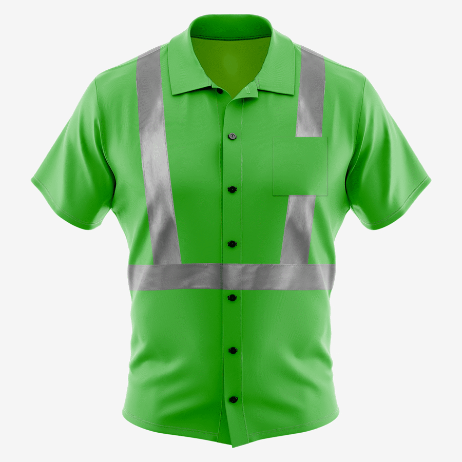 Sublimation Full-Button Poly Shirt w/ Reflective Tape - Men, Women, Kids 5