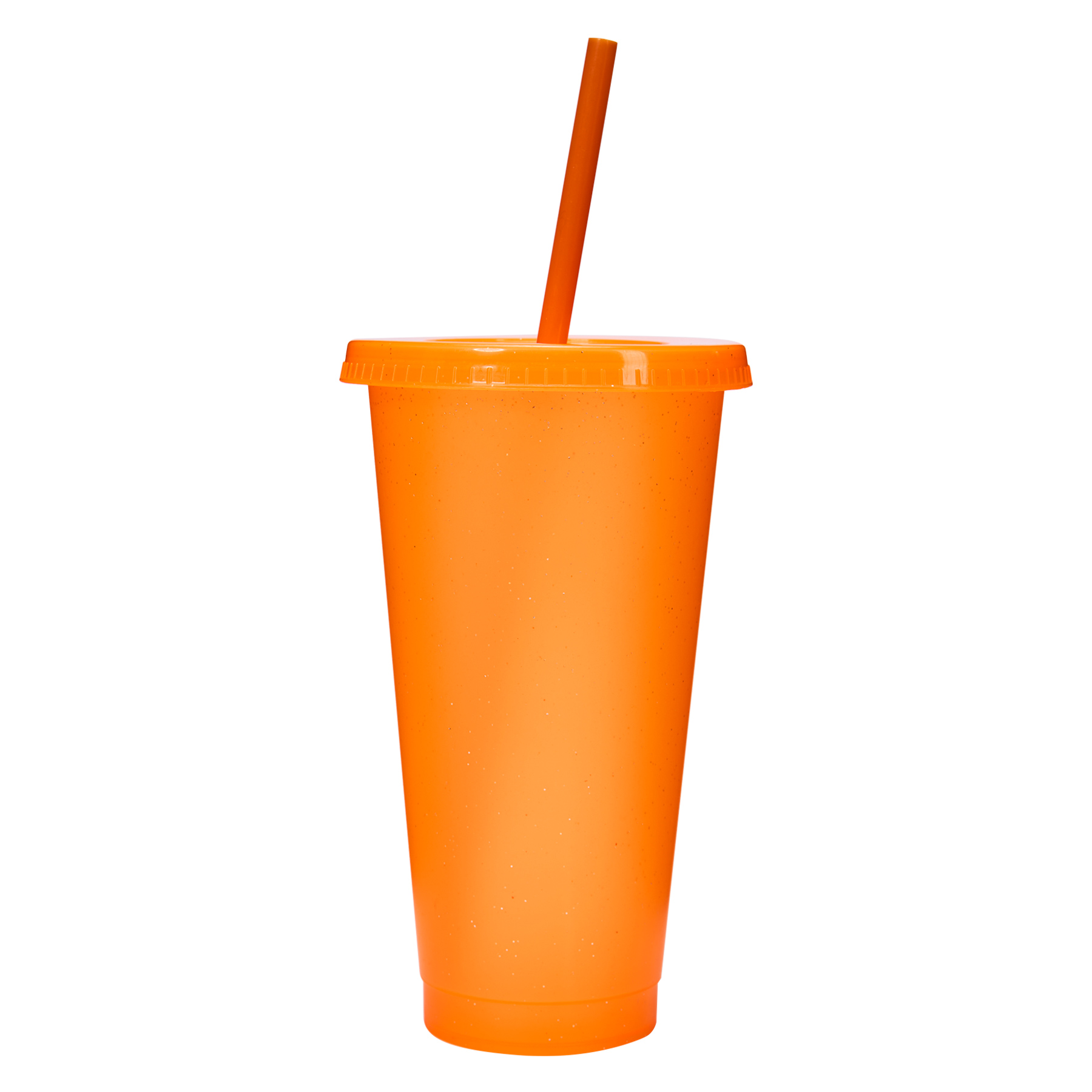 24 Oz Reusable Colorful Glitter Plastic Straw Cup W/ Splash Proof Lid 11