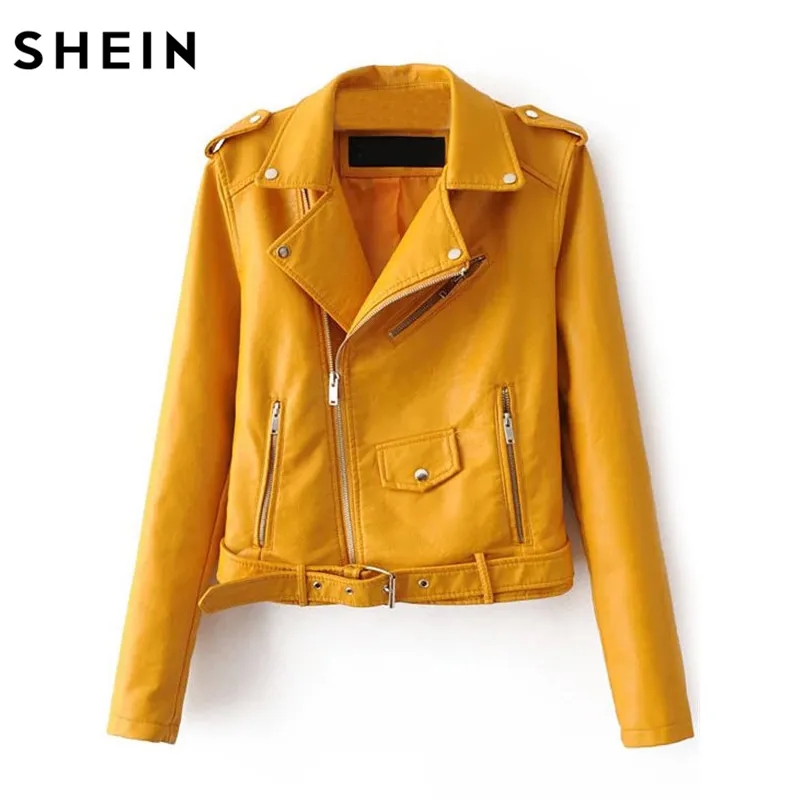Women's Faux Leather Moto Jacket with Belted Waist & Zipper 2