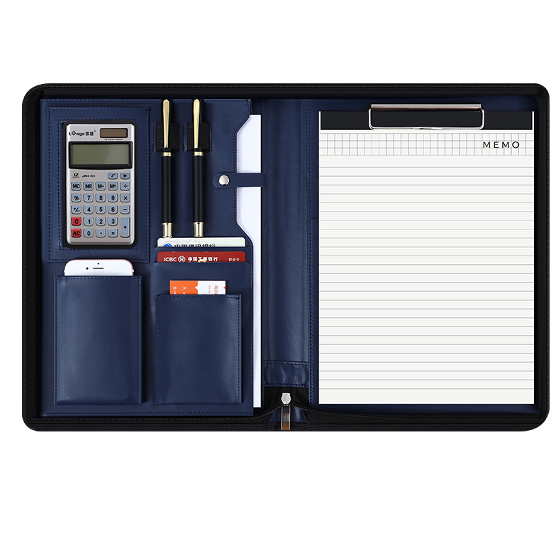 Leather Zipper Portfolio Binder with Letter Size Notepad 3