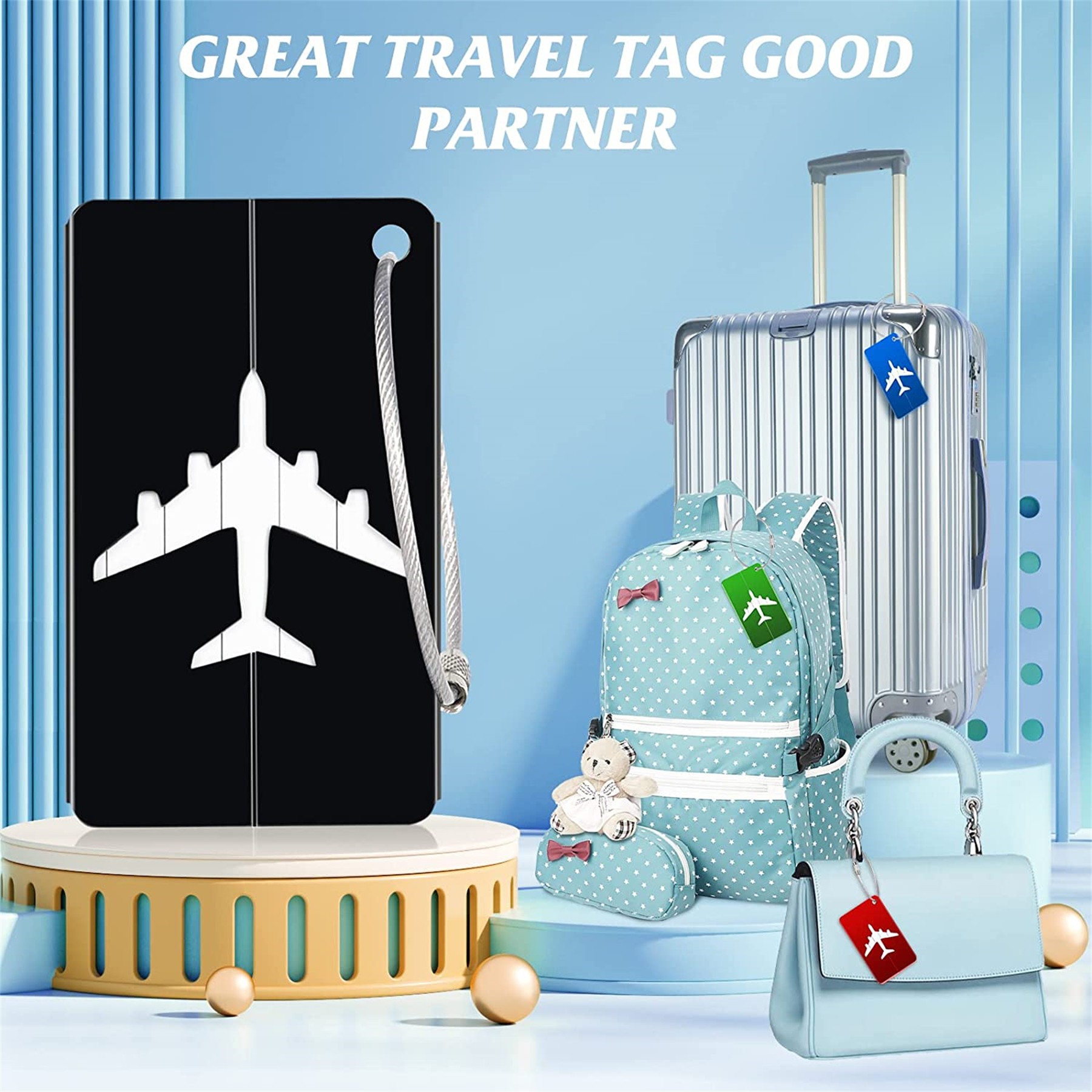 Aluminum Luggage Tag With Stainless Steel Loop 3