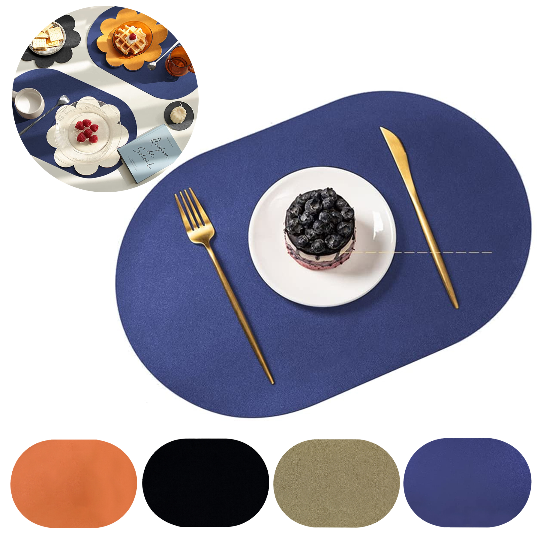 Faux Leather Oval PU Dinning Table Mats 2