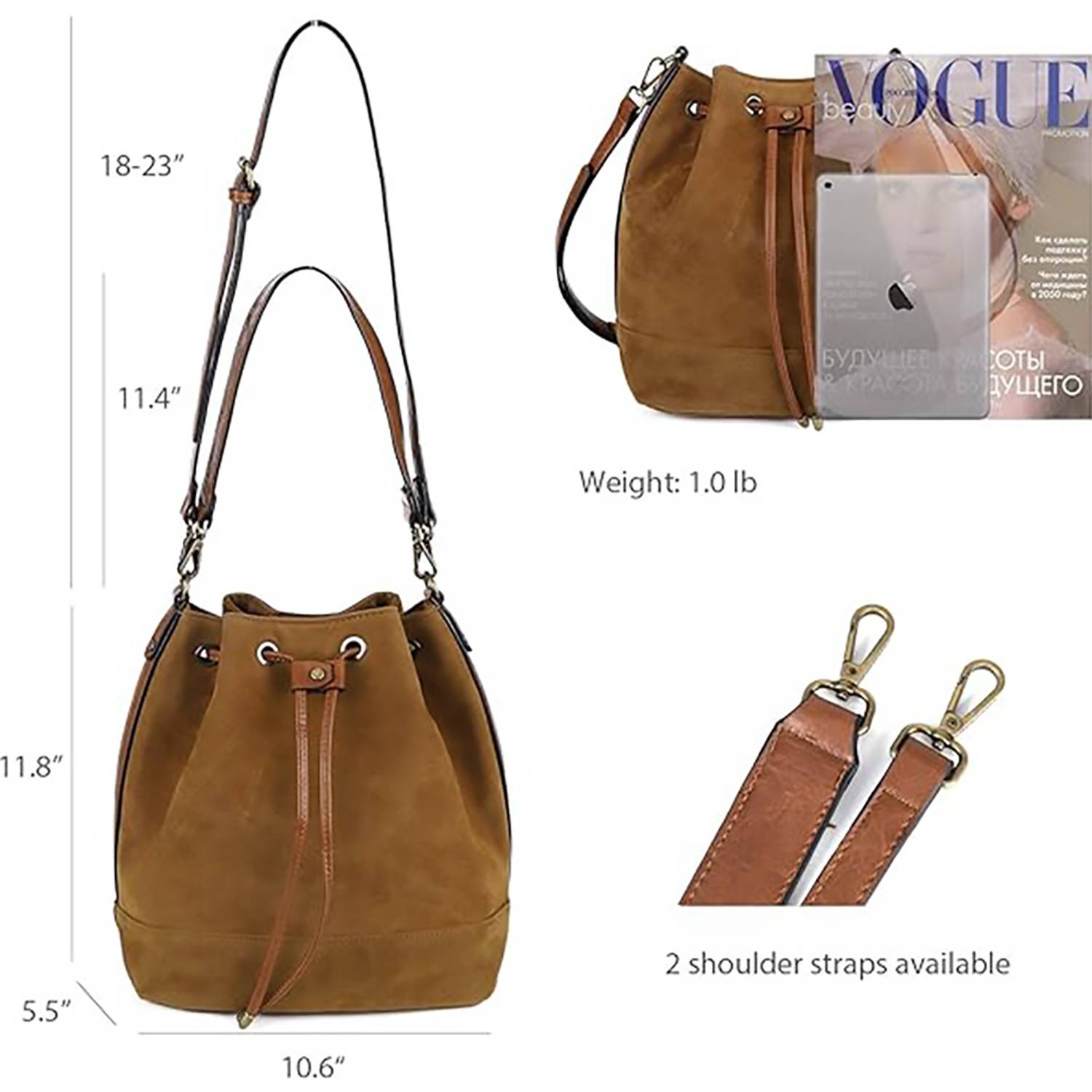 New-style Suede Bucket Bag w/ Large Capacity 2