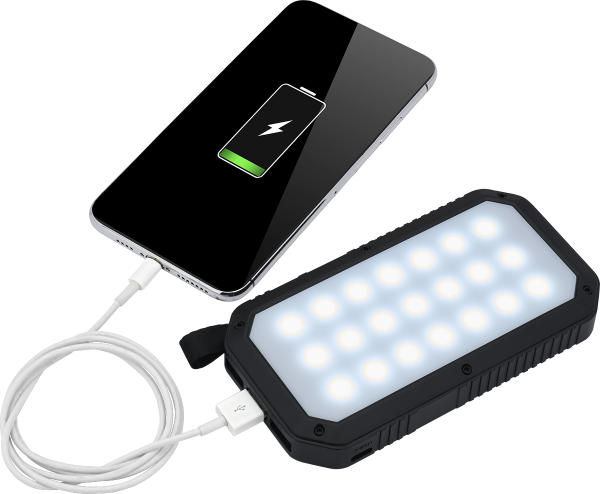 Trio Port Solar Charge LED Power Bank 8,000mAh 12
