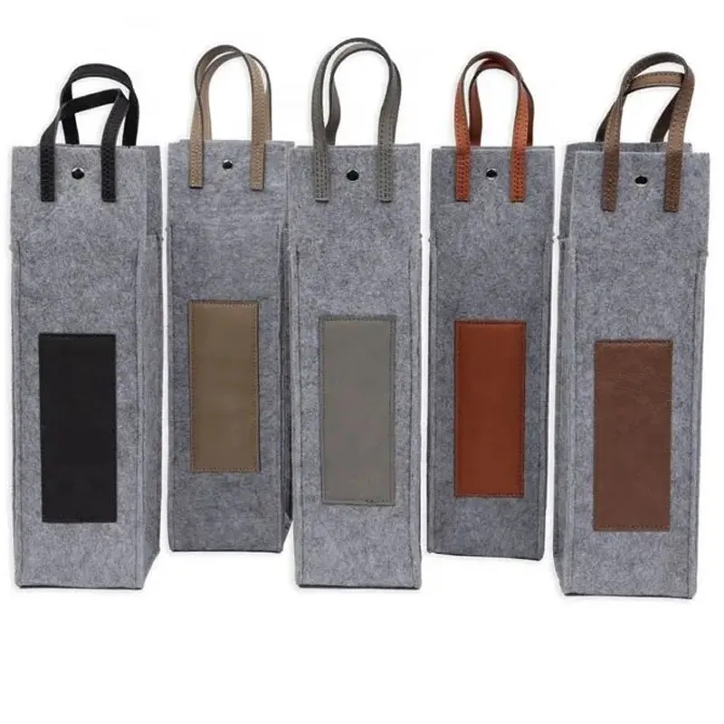 Felt Single Bottle Wine Tote Bag 3