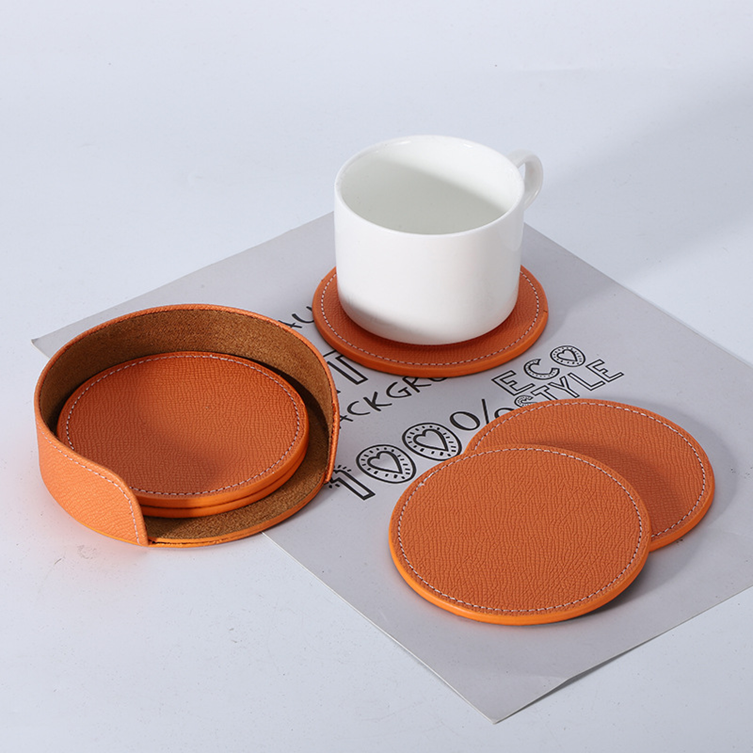 Pu Round Coaster Set 2