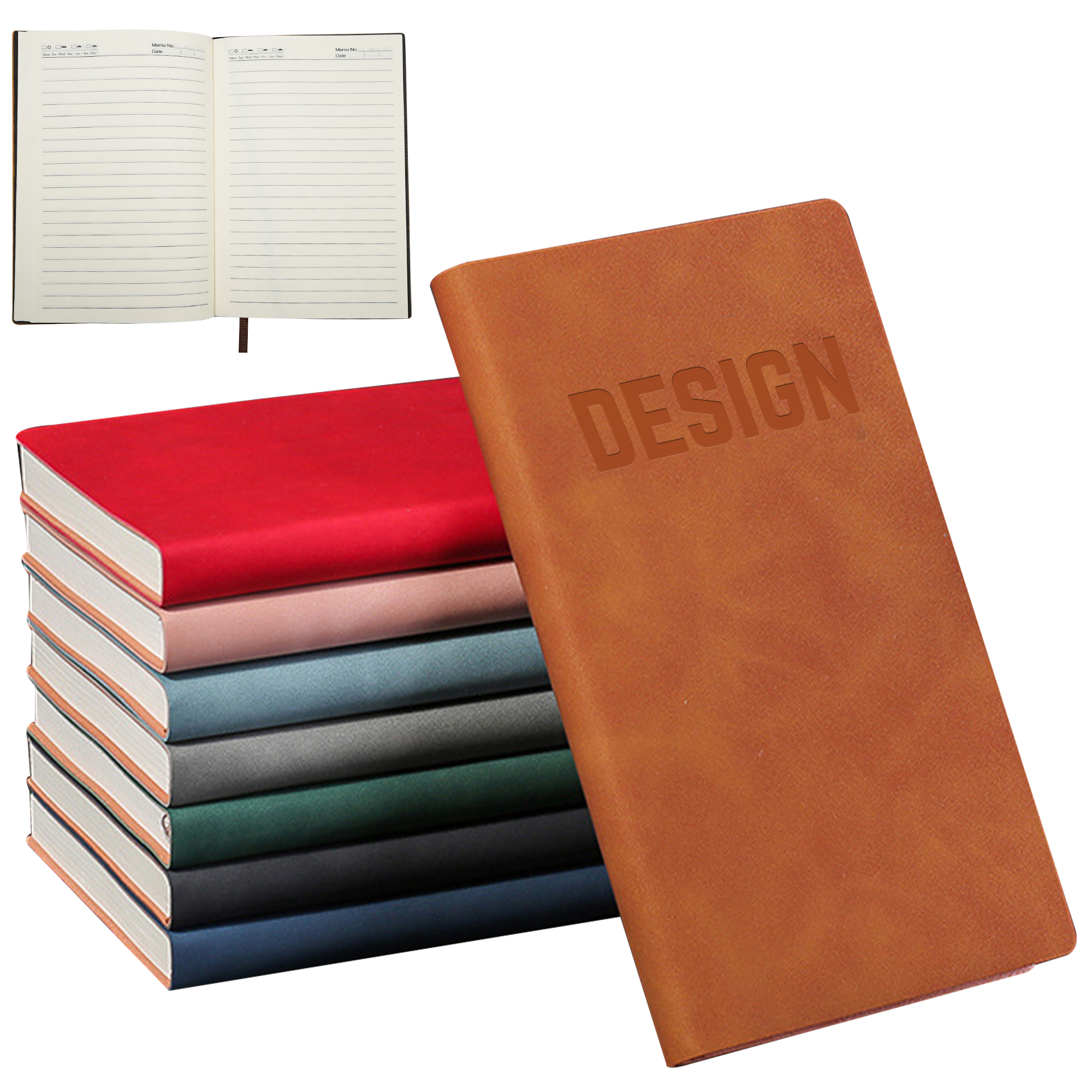 PU leather A6 business notebook with ribbon bookmarks 2