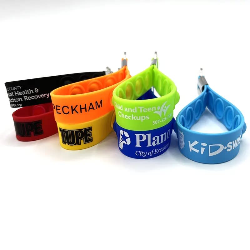 Push Pop Stress Reliever Wristband Keychains 11