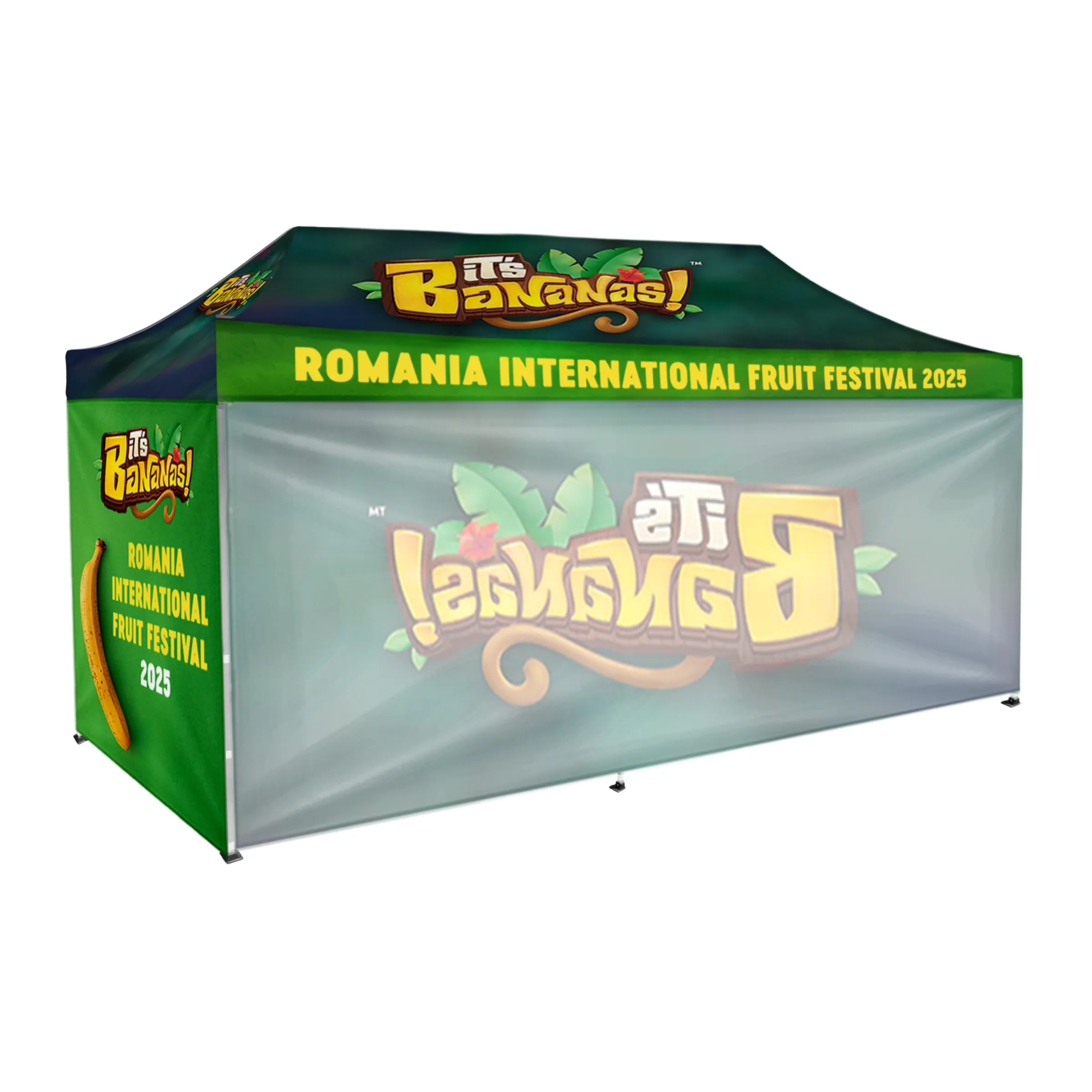 10'x20' Tent Canopy w frame, 1 long full + 2 side full walls 3