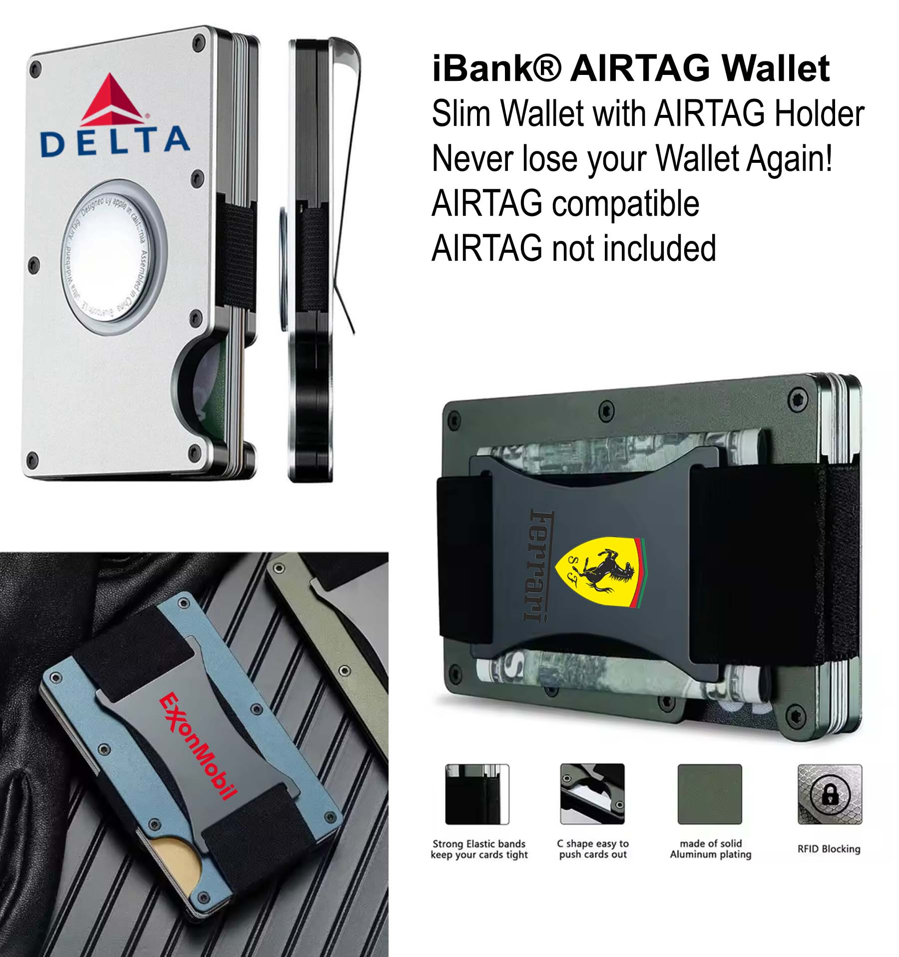 iBank ® AirTag-Compatible Slim Metal Wallet 1