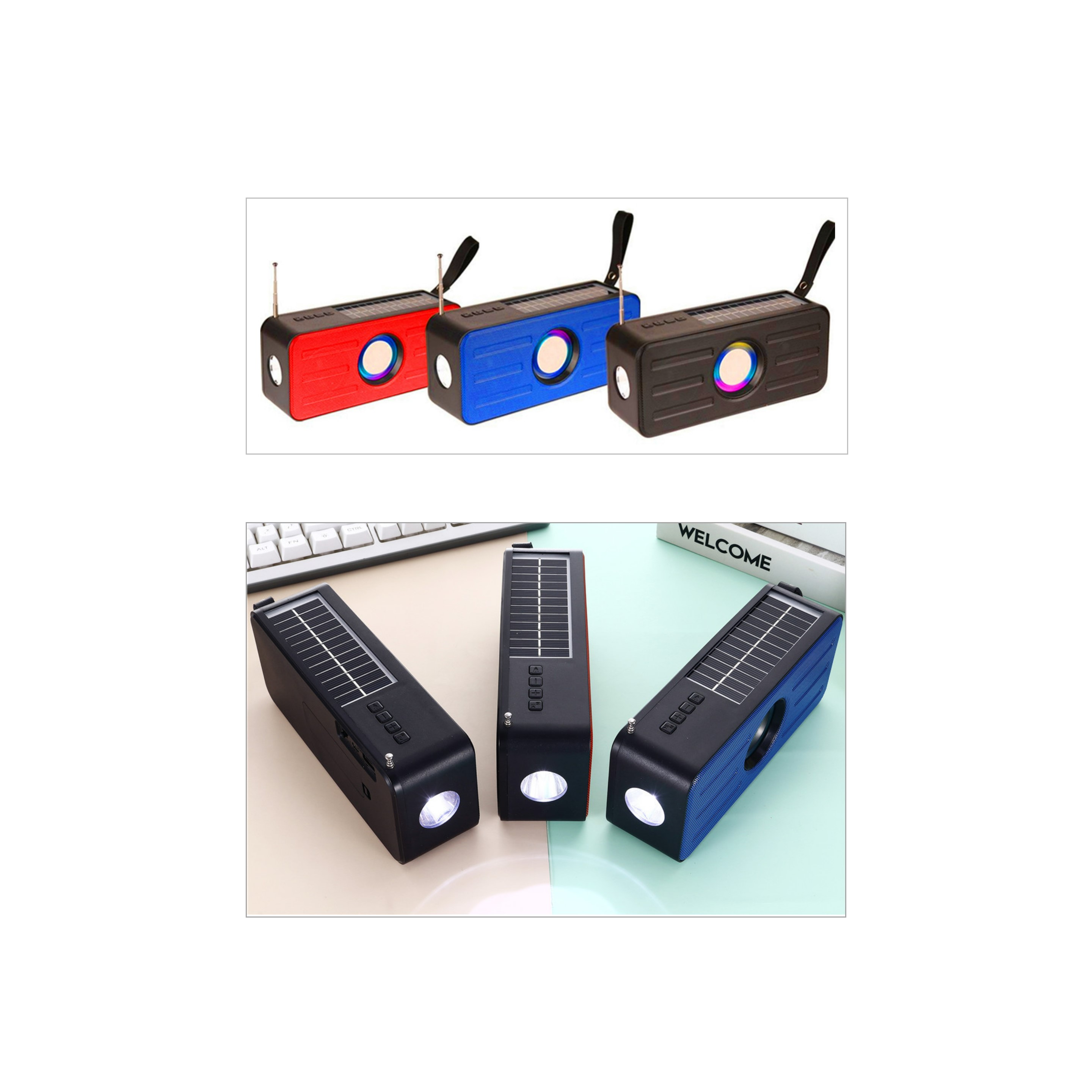 Solar Powered Wireless Speaker with Flashlight (direct import) 3