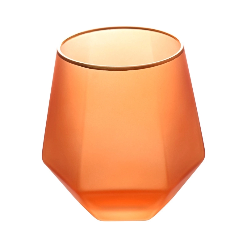 7oz-10oz Frosted Hexagon Glass cup with Gold Lid 2