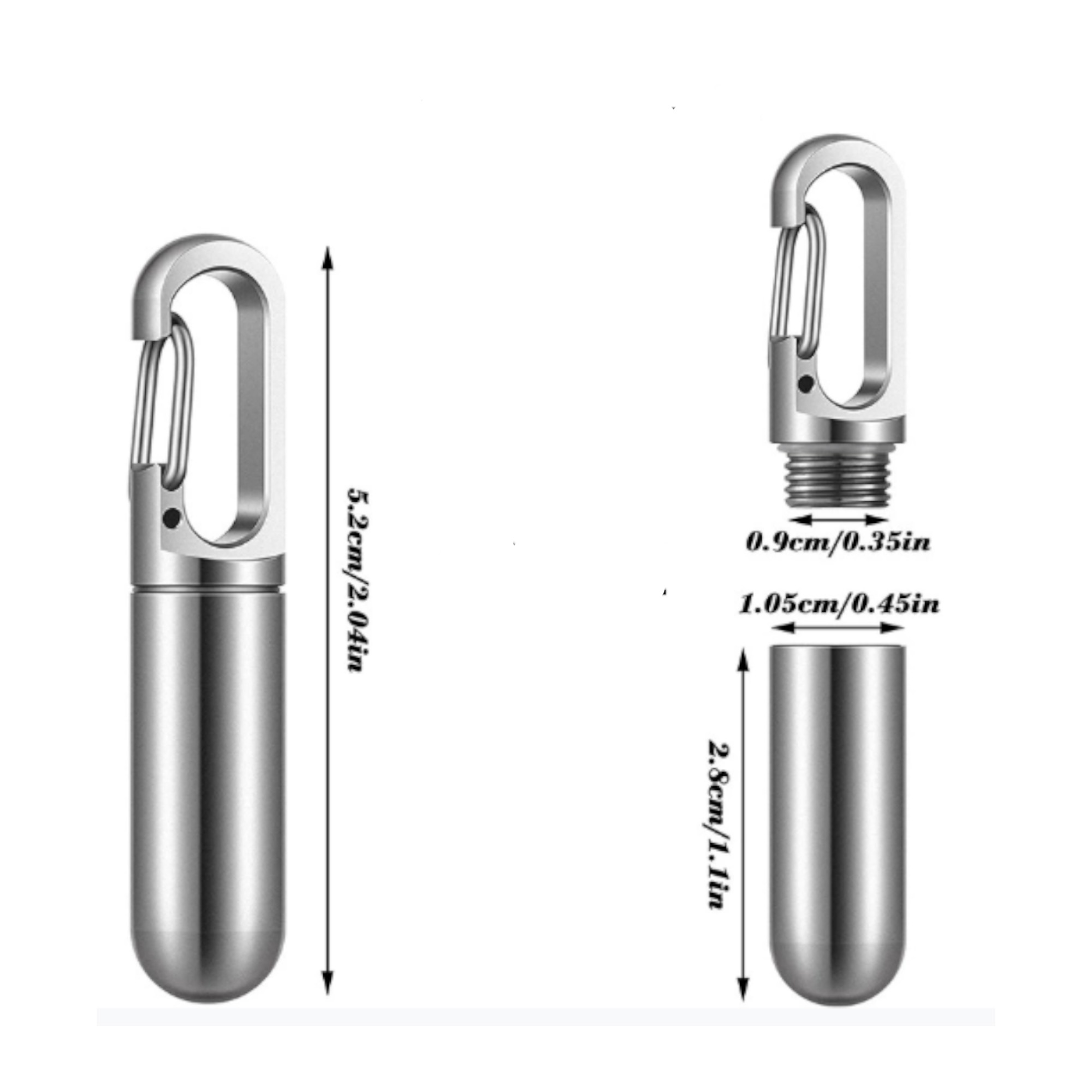 Stainless Steel Pill Case Keychain 2