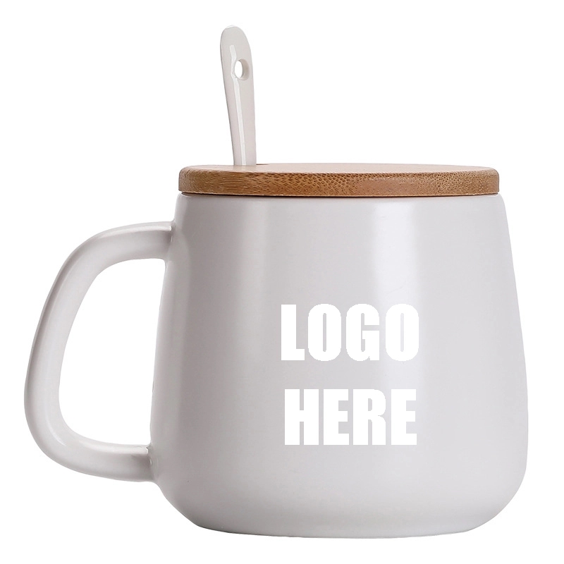 Custom Ceramic Coffee Mug With Bamboo Lid And Spoon 5