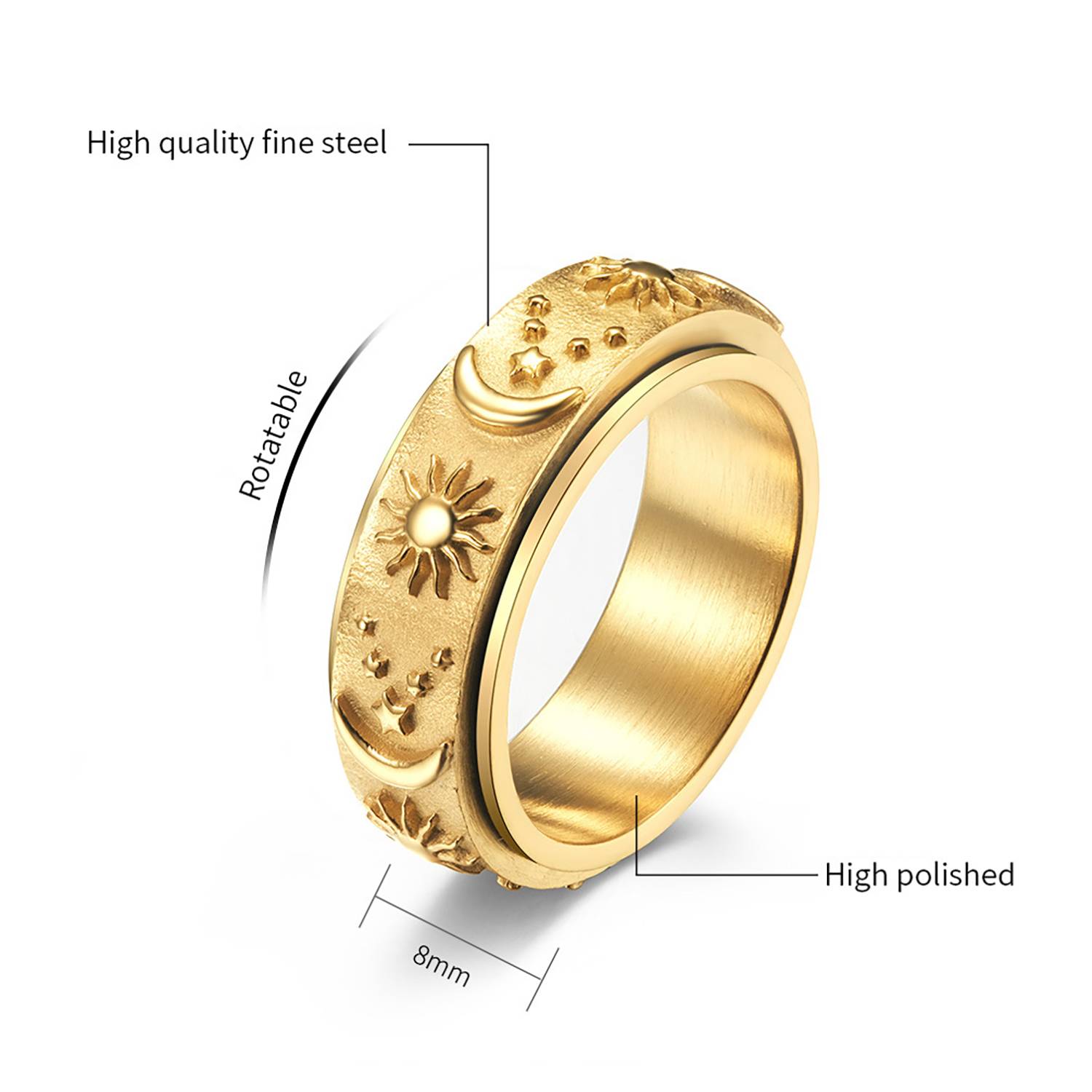 Rotatable Stainless Steel Anxiety Relief Ring 3