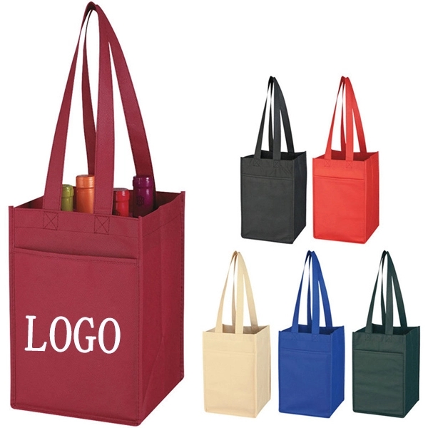 Non Woven 4 Bottle Wine Tote Bag 2