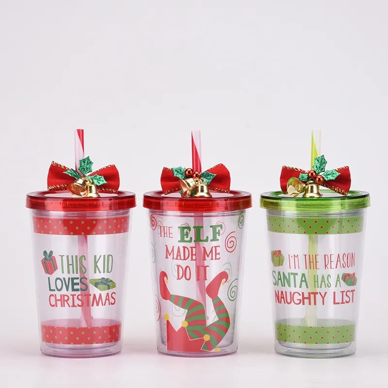Christmas Double Layer Plastic Water Cup 1