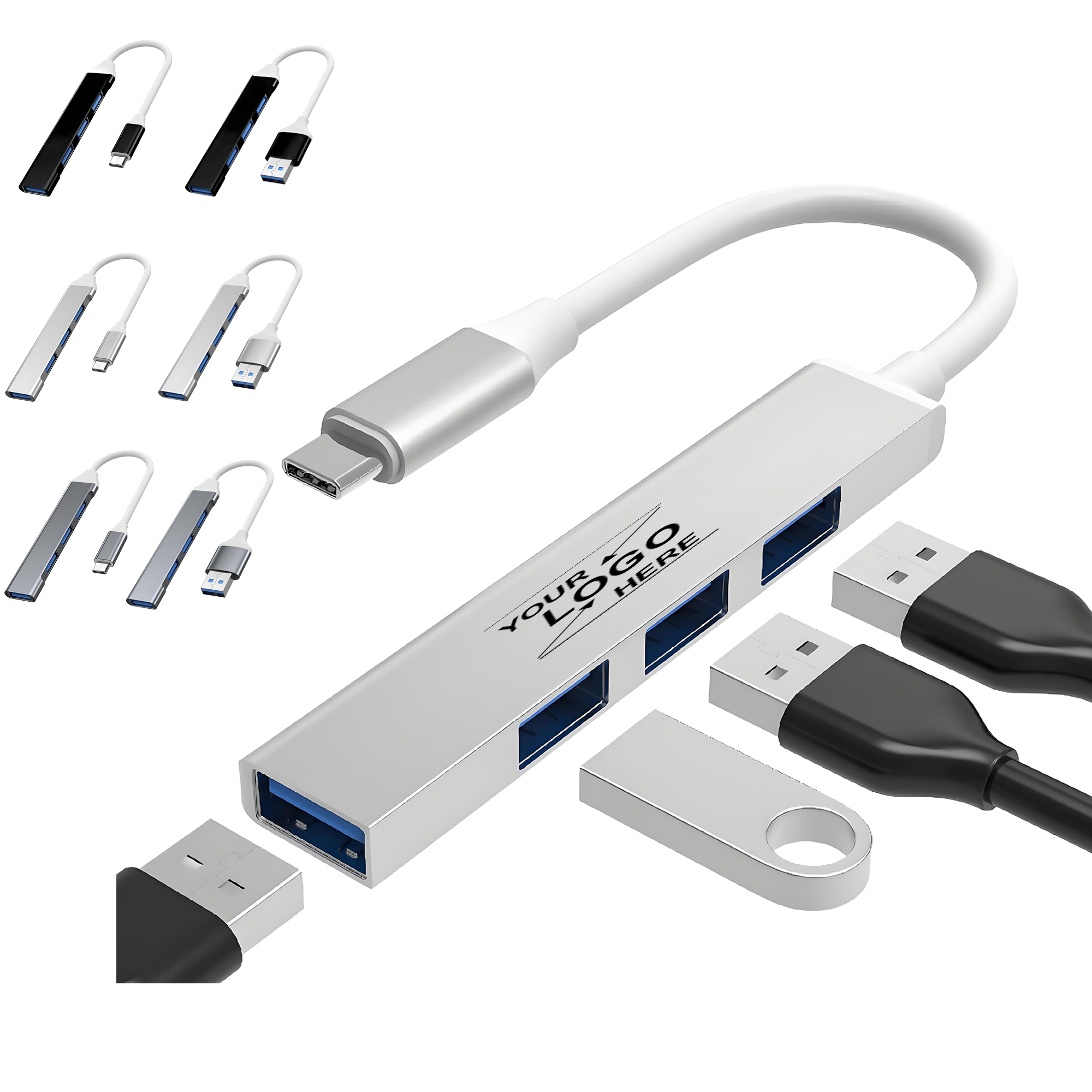 4-in-1 USB-C Hub Adapter with 4-Port USB 3.0 for Laptops 5