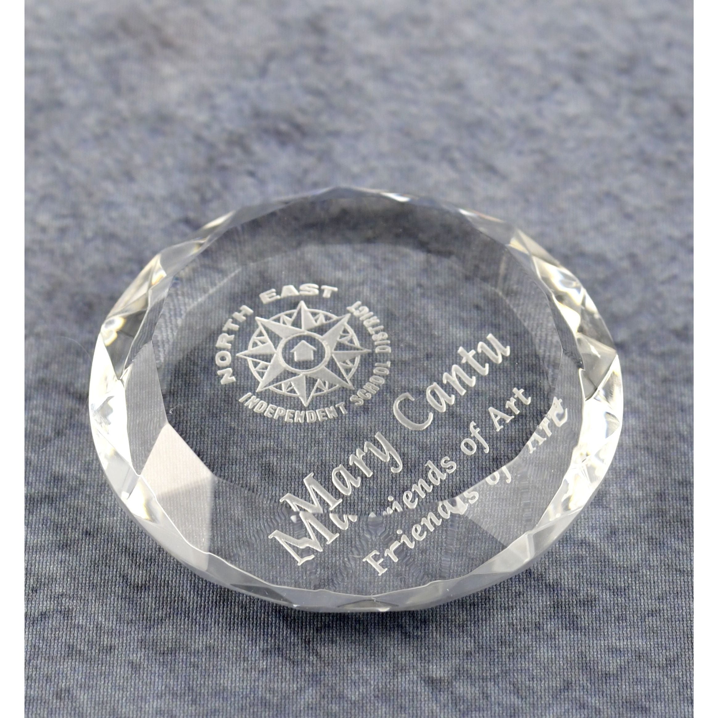 Crystal Round Multi-Faceted Paperweight 3