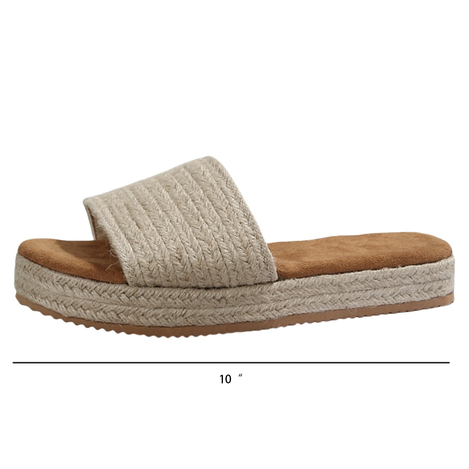 Women Open Toe Braided Jute Platform Sandals 4