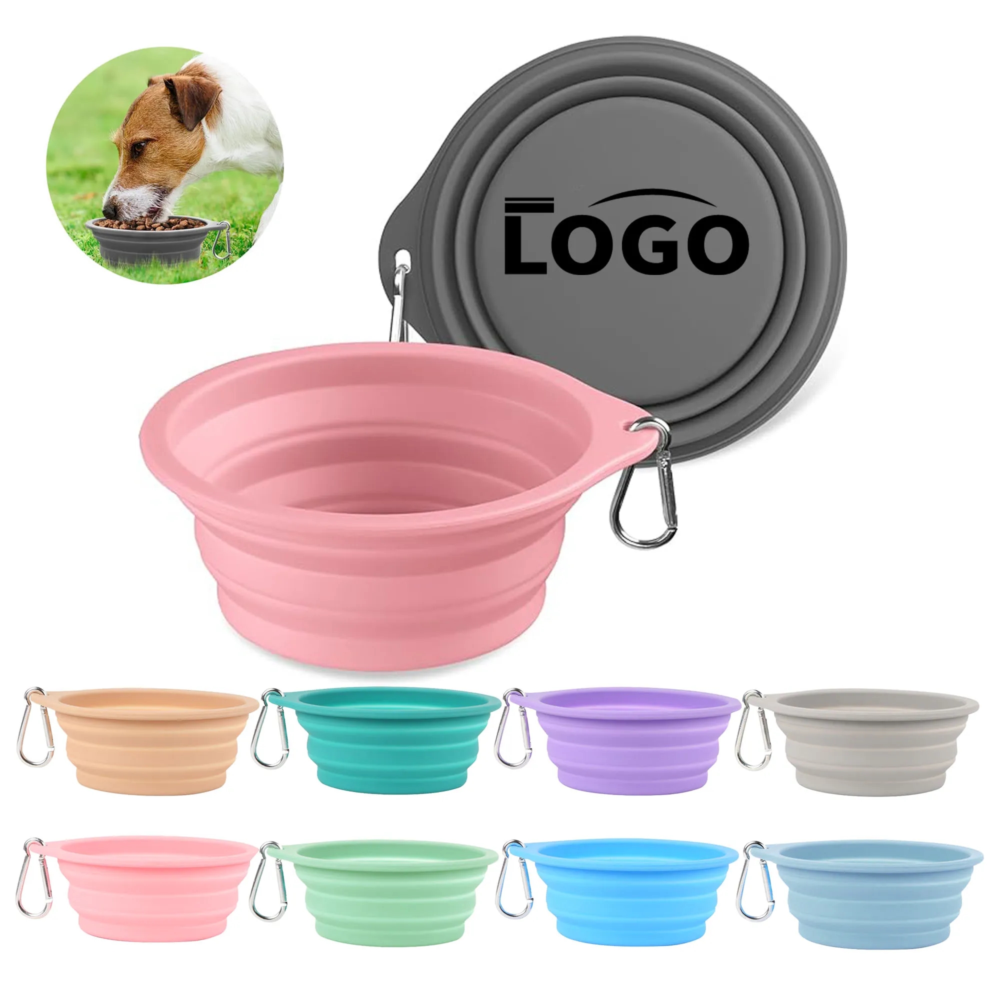 Collapsible Travel 20oz Silicone Pet Bowl with Carabi 8