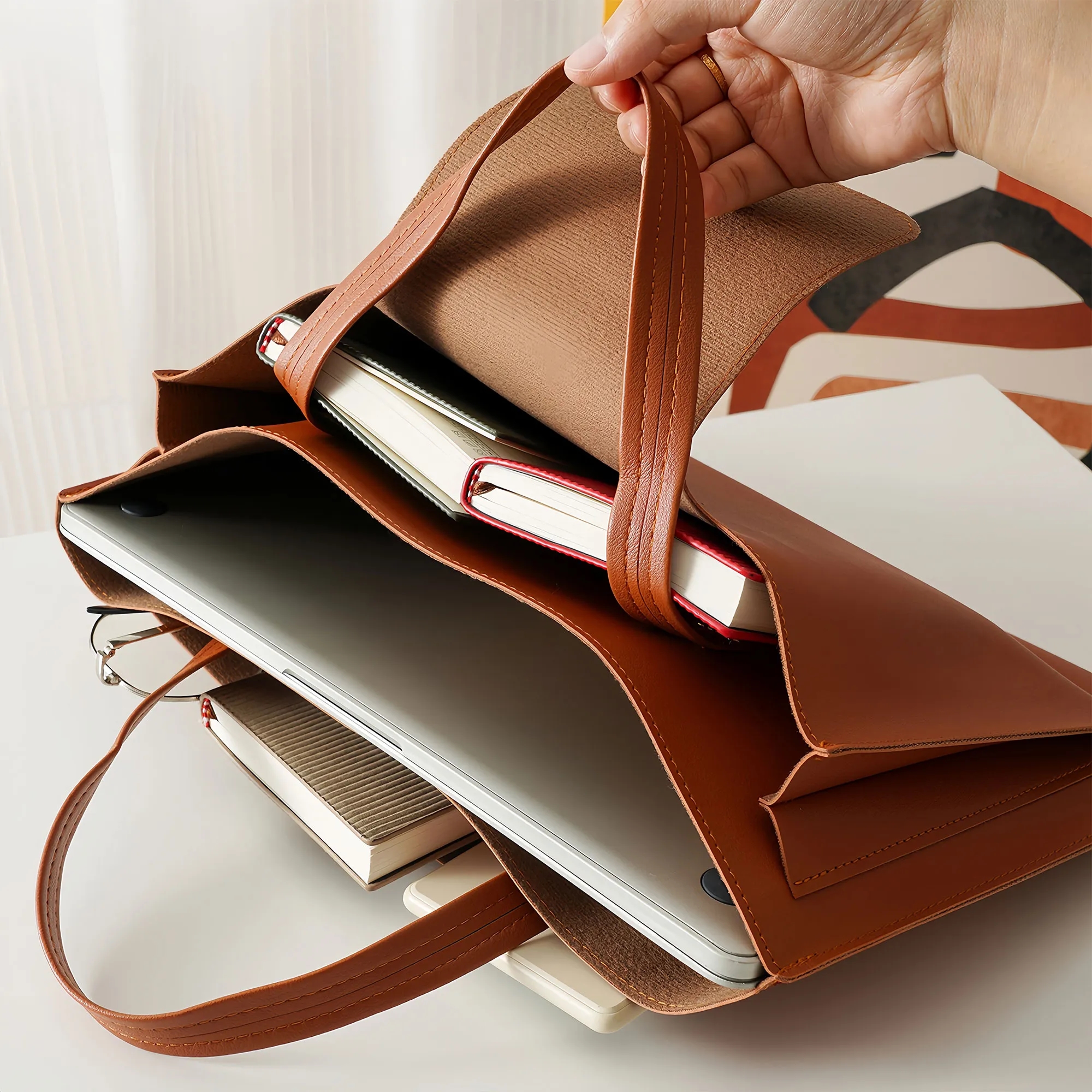 Premium Leather Office Document Bag With Waterproof 3