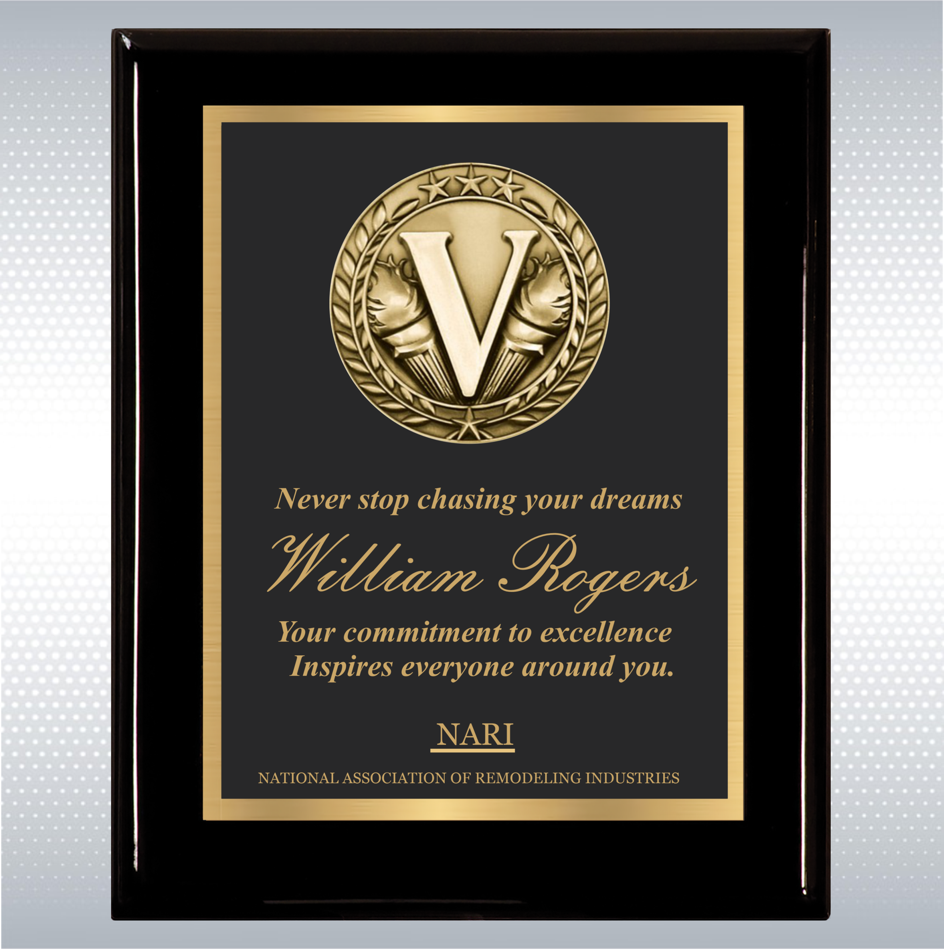 Black Finish Plaque W/ Medal 5