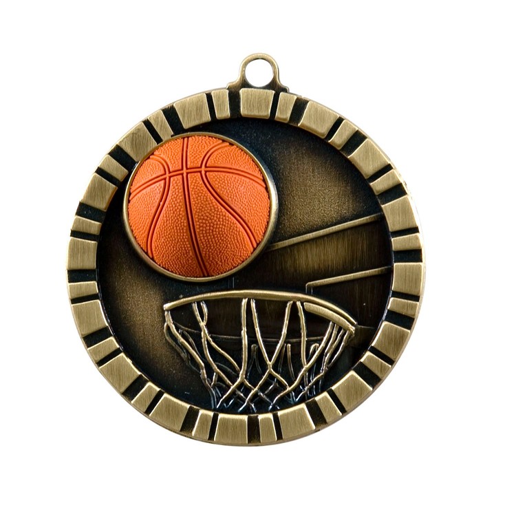 Basketball 3-D Medal, 2" 1