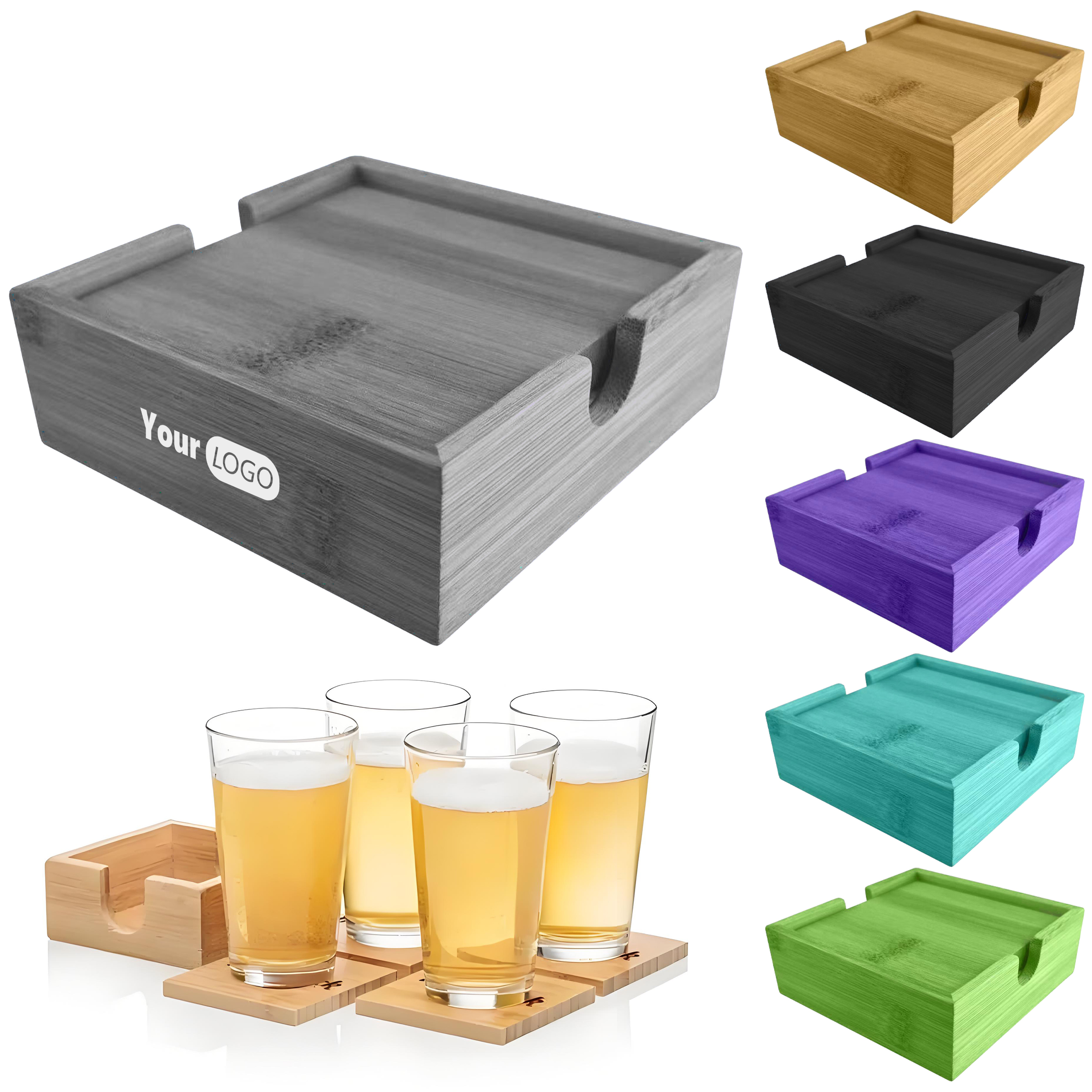 Wood Eco-Friendly Bamboo Coaster Set 4