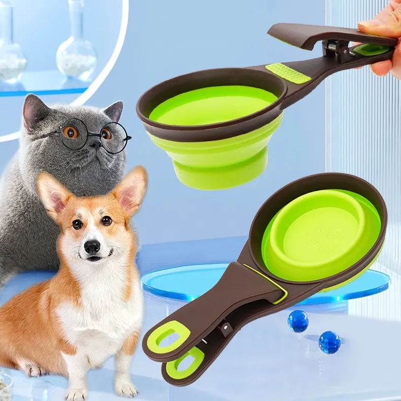 Pet Folded Scoop Dog Cat Sealing Clip Cup 3