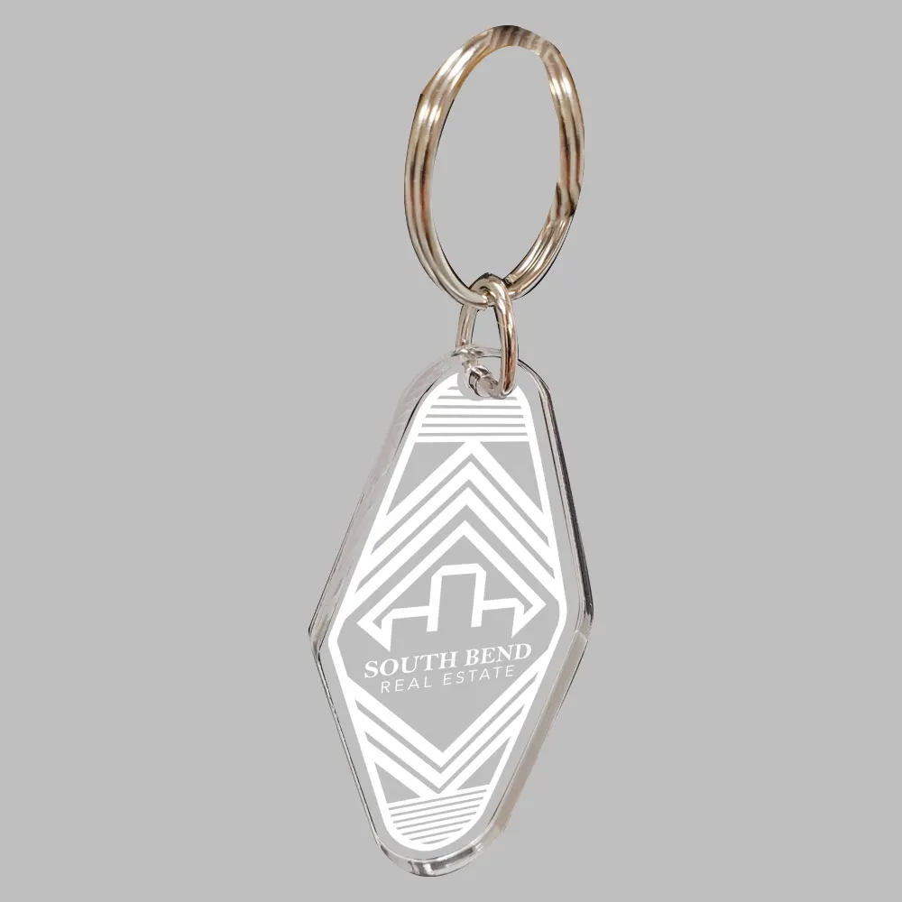 1/8" Vintage Etched Acrylic Motel Keychain Hotel Key Tag 3
