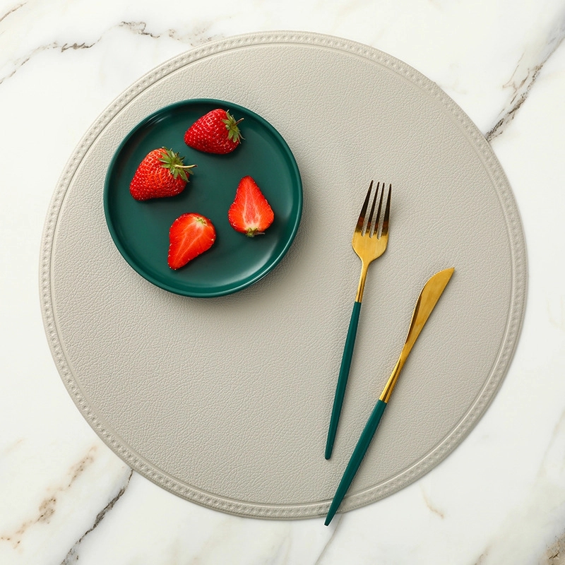 Custom Round PU Leather Table Placemat & Dining Meal Pad 6