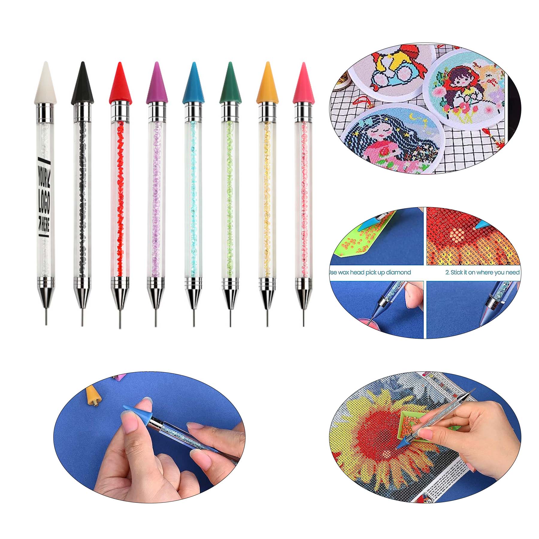 5D DIY Painting Crafts Cross-Stitch No Wax Needed Diamond Painting Tool Self-Stick Drill Pen 