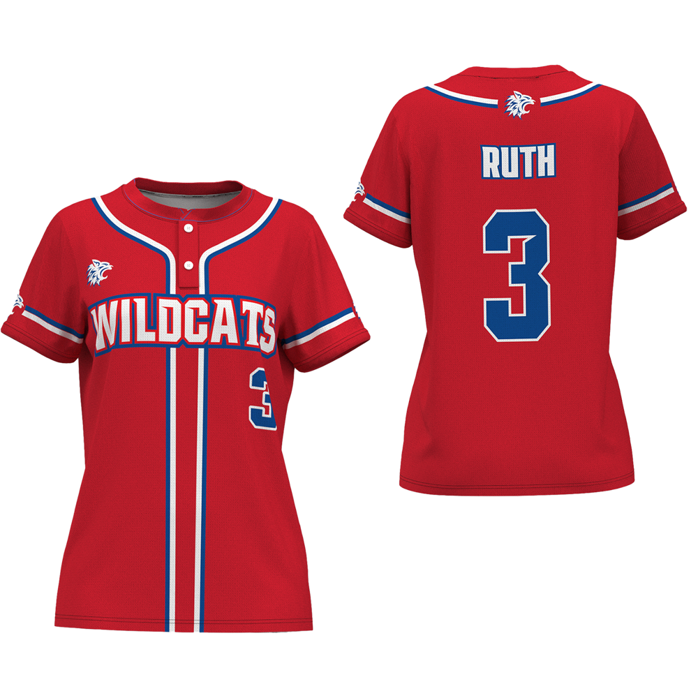 Women's Softball 2-Button Pinhole Mesh Jersey 1